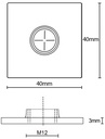 40x40x3mm M12 Stainless steel weld on plate AISI 304/A2 - Dimensions