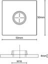 50x50x4mm M16 Stainless steel weld on plate AISI 304/A2 - Dimensions