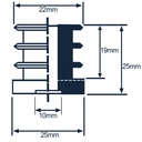 Plastic square threaded insert 25x25 M10 QAF (1.5mm) Drawing with Dimensions