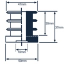 Plastic square threaded insert 50x50 M10 QAF (1.5mm) Drawing with Dimensions