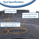 25x10.00-12 (255/65-12) 6pr Wanda Longhorn P3103 ATV tyre specification