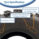 25x12.50-12 (315/50-12) 6pr Wanda Longhorn P3128 ATV tyre specification