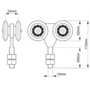 4 Wheel Carriage for track #2 (225kg each) Drawing with Dimensions