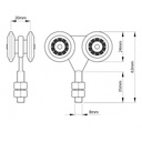 4 wheel carriage for overhead track #1 (43kg each) Drawing with Dimensions