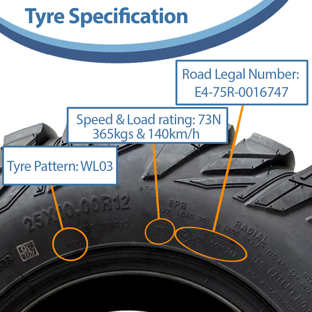 25x10.00R12 8pr OBOR Antelope ATV tyre specification