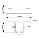 Top fixing bracket for track #1Drawing with Dimensions