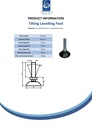 M10x37 Zinc plated tilting levelling foot with 40mm plastic base 100kg - Spec sheet