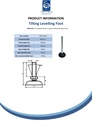 M10x90 Zinc plated tilting levelling foot with 50mm plastic base 470kg - Spec sheet