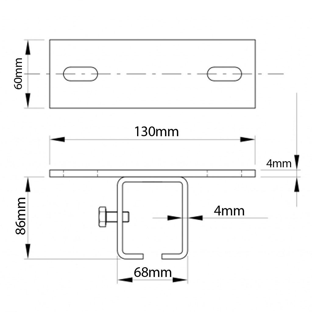 Top Fixing Bracket for Track #3 Drawing with Dimensions