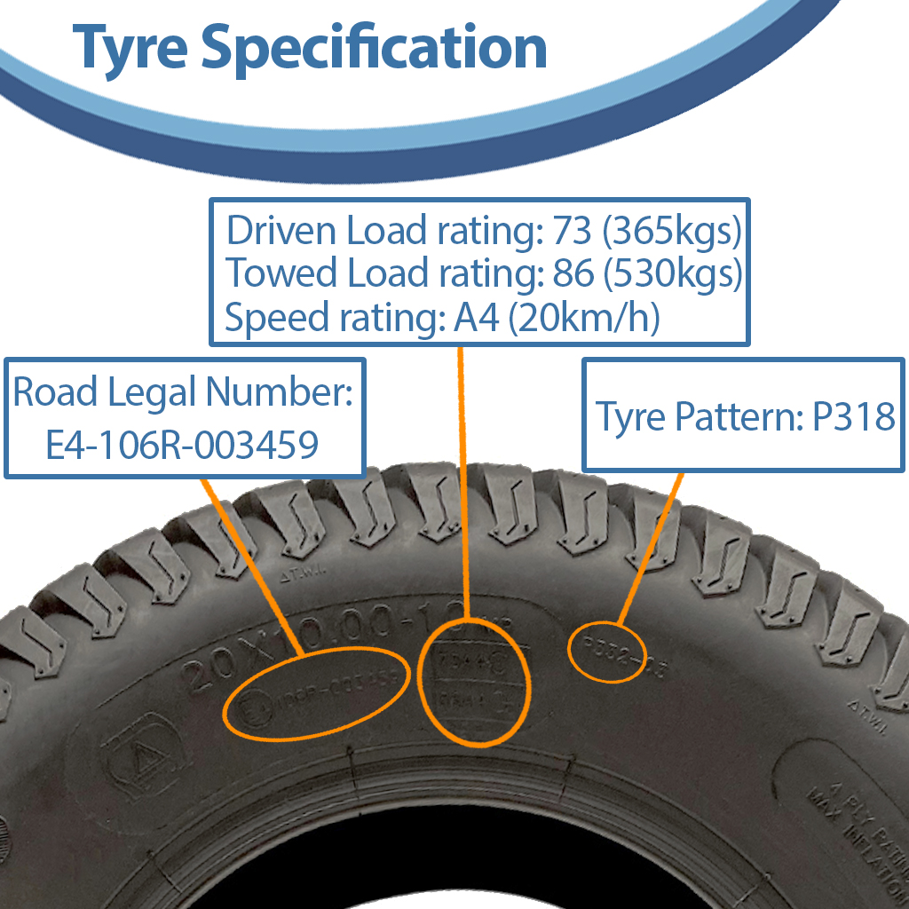 20x10.00-10 4pr Wanda P332 grass tyre specification