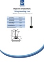 M10x125 Zinc plated tilting levelling foot with 50mm plastic base 470kg - Spec sheet
