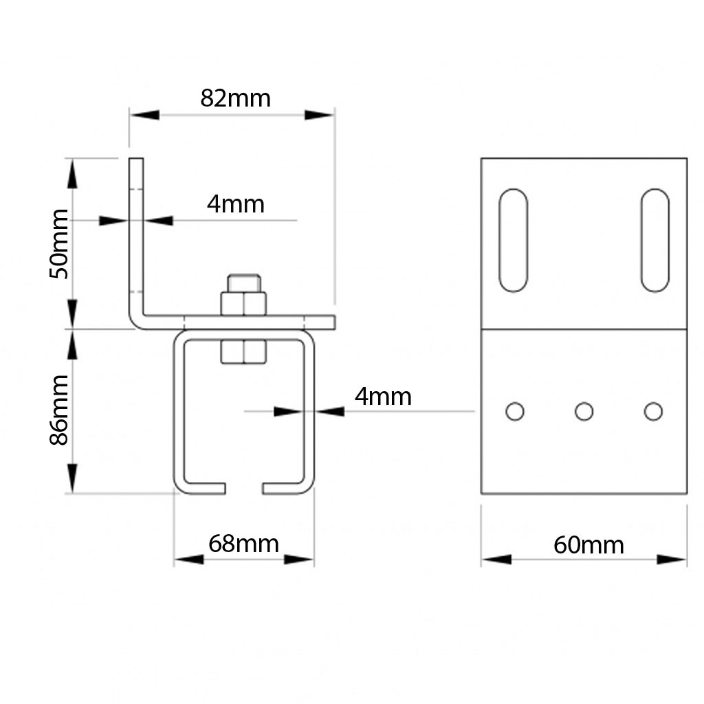 Side Fixing Bracket for Track #3 Drawing with Dimensions