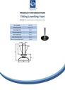 M12x50 Zinc plated tilting levelling foot with 55mm plastic base 250kg - Spec sheet