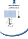 M12x100 Zinc plated tilting levelling foot with 40mm plastic base 100kg - Spec sheet