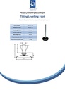 M12x150 Zinc plated tilting levelling foot with 80mm plastic base 750kg - Spec sheet