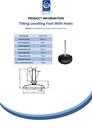 M10x90 Zinc plated tilting levelling foot, 100mm plastic base with holes 470kg - Spec sheet