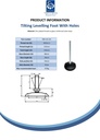 M10x125 Zinc plated tilting levelling foot, 80mm plastic base with holes 470kg - Spec sheet