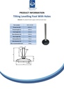 M20x200 Zinc plated tilting levelling foot, 100mm plastic base with holes 900kg - Spec sheet
