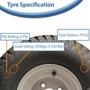 18x9.50-8 6ply Wanda P332 grass tyre specification