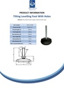 M12x100 Zinc plated tilting levelling foot, 100mm plastic base with holes 750kg - Spec sheet