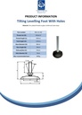 M16x100 Zinc plated tilting levelling foot, 80mm plastic base with holes 900kg - Spec sheet