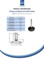M16x100 Zinc plated tilting levelling foot, 100mm plastic base with holes 900kg - Spec sheet
