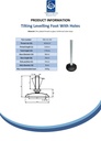 M16x150 Zinc plated tilting levelling foot, 80mm plastic base with holes 900kg - Spec sheet