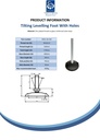 M16x150 Zinc plated tilting levelling foot, 100mm plastic base with holes 900kg - Spec sheet