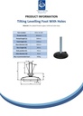 M16x200 Zinc plated tilting levelling foot 100mm plastic base with holes 900kg - Spec sheet