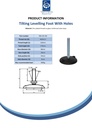 M20x150 Zinc plated tilting levelling foot, 80mm plastic base with holes 900kg - Spec sheet