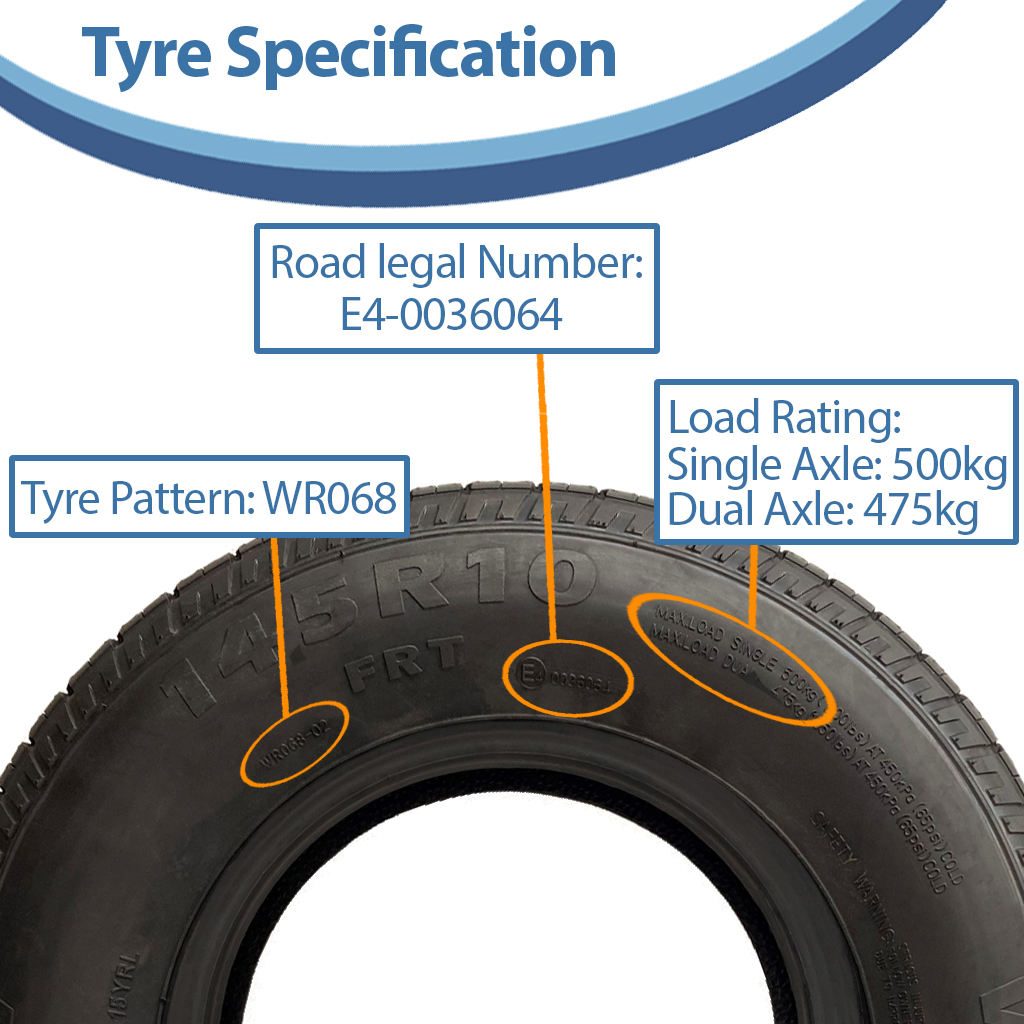 145R10 Wanda WR068 trailer tyre 84/82N road legal number and load capacity