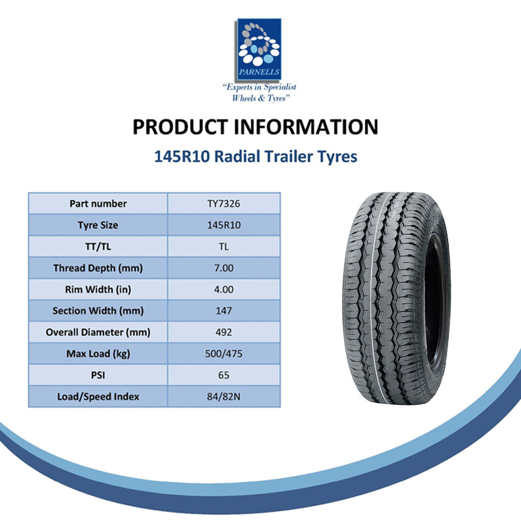 145R10 Wanda WR068 trailer tyre 84/82N spec sheet
