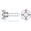 Hub/stub axle 40x40mm drawing with dimensions