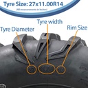 27x11.00R14 6ply OBOR Cypress tyre size with text