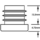 Plastic square insert 20x20mm (1.25/1.5mm) Drawing with Dimensions