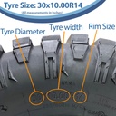 30x10.00R14 8ply OBOR Predator tyre size with text