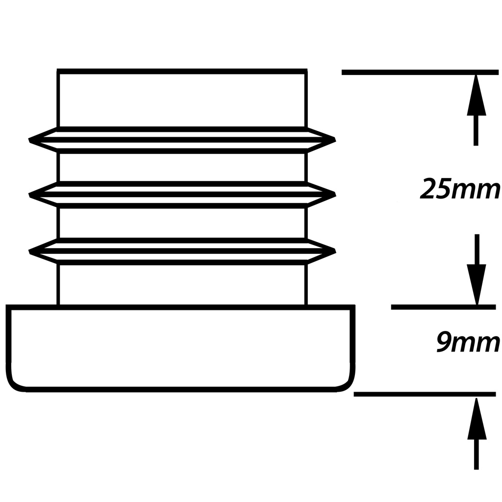 Plastic square insert 90x90mm (3.6/6.3mm) Drawing with Dimensions