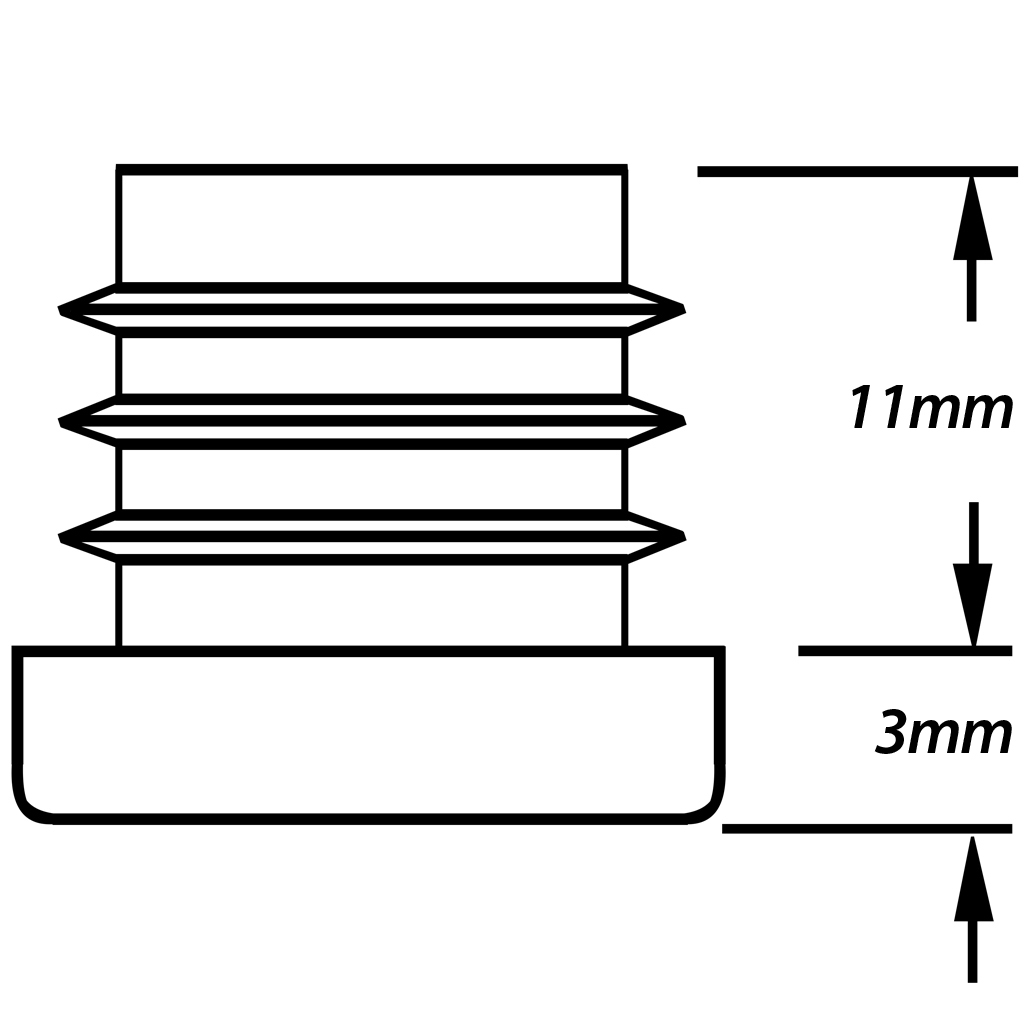 Plastic round insert 1/2" (1.25/1.5mm) Drawing with Dimensions