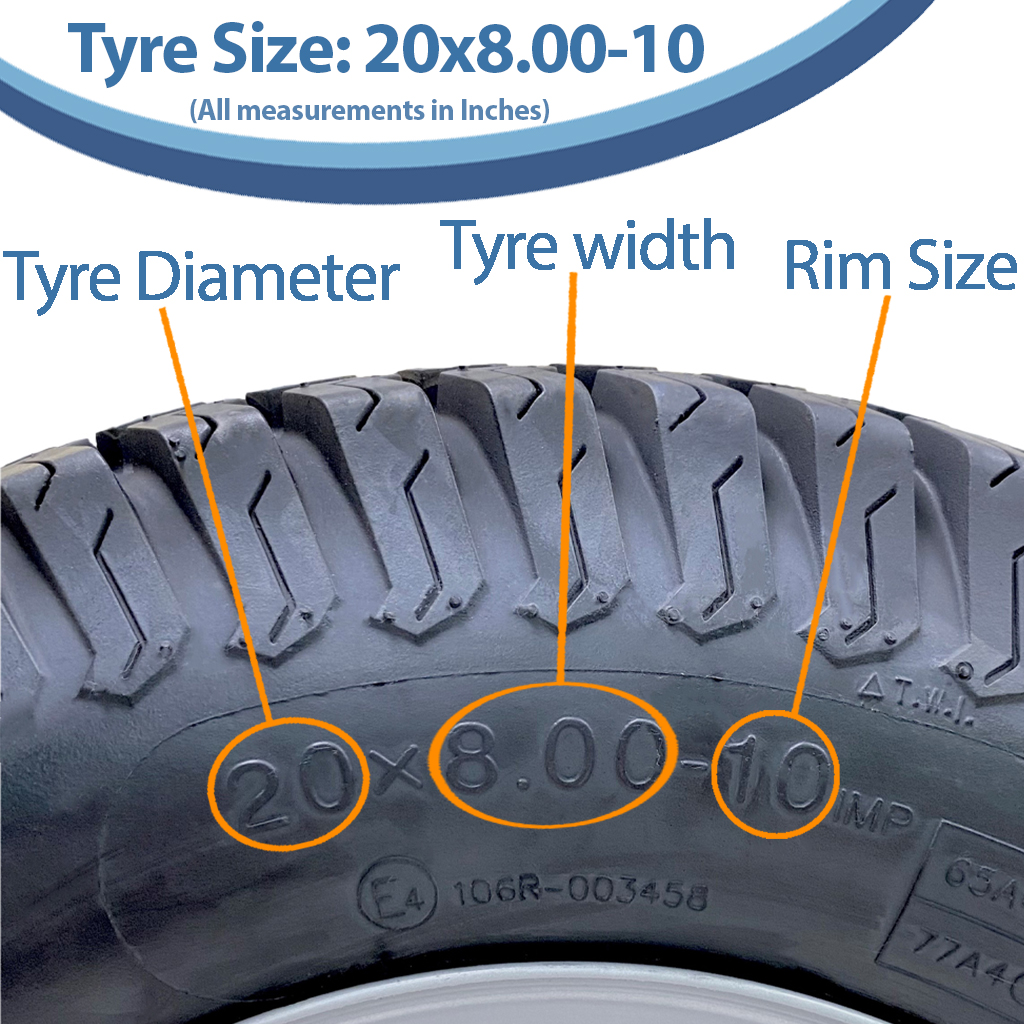 20x8.00-10 P332 Grass tyre size with text