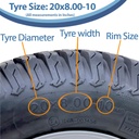 20x8.00-10 P332 Grass tyre size with text