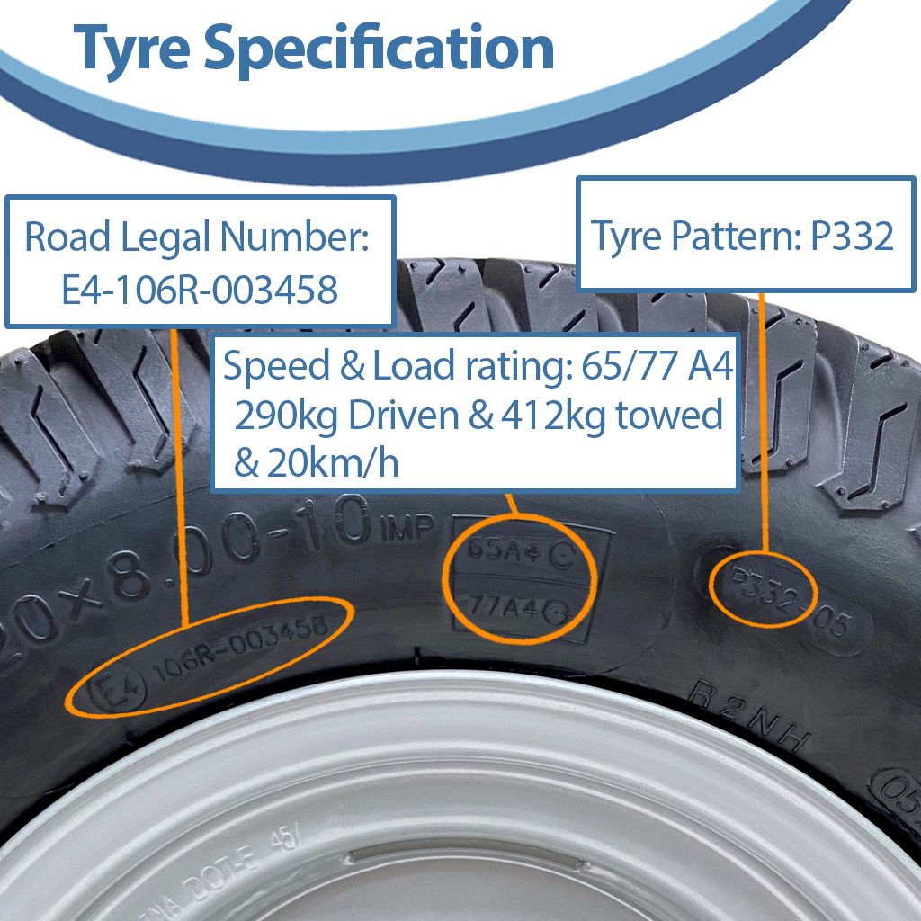 20x8.00-10 P332 Grass tyre specification