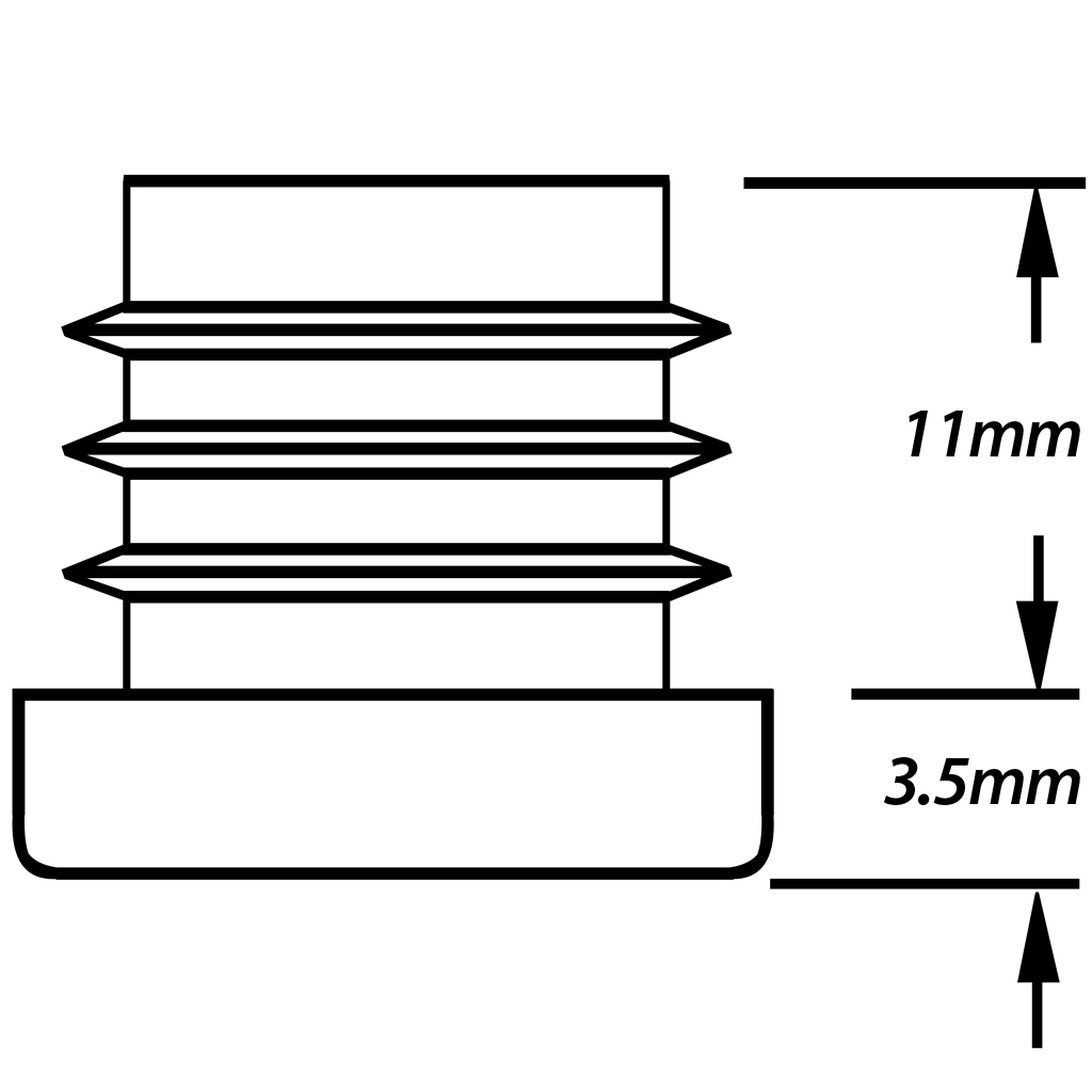 Plastic round insert 16mm (1.0/1.5mm) Drawing with dimensions