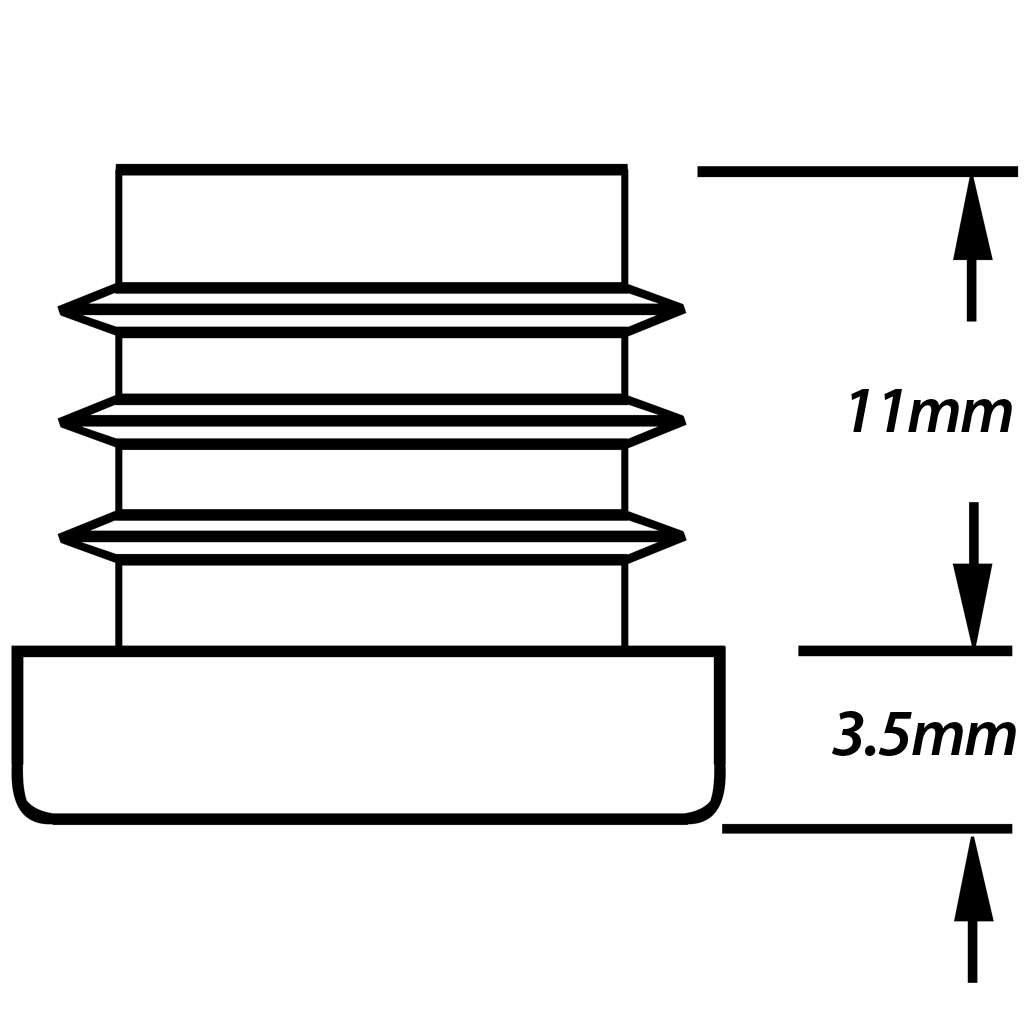 Plastic round insert 25mm (2.0/3.25mm)