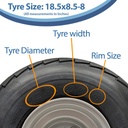 18.5x8.50-8 6ply trailer wheel & tyre assembly 4/101.6/67 (4" PCD) size with text