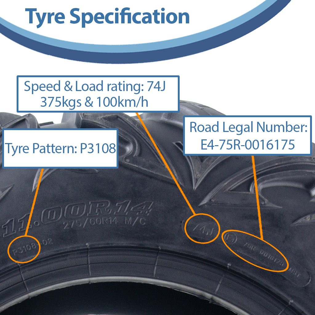 27x11.00R14 6ply OBOR Vulture tyre specification