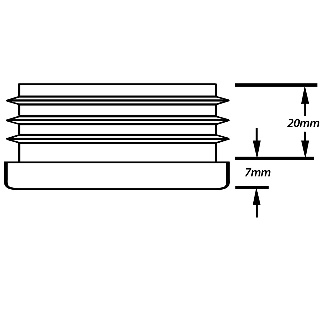 Plastic rectangular insert 50x30mm (2.6/3.2mm) Drawing with Dimensions