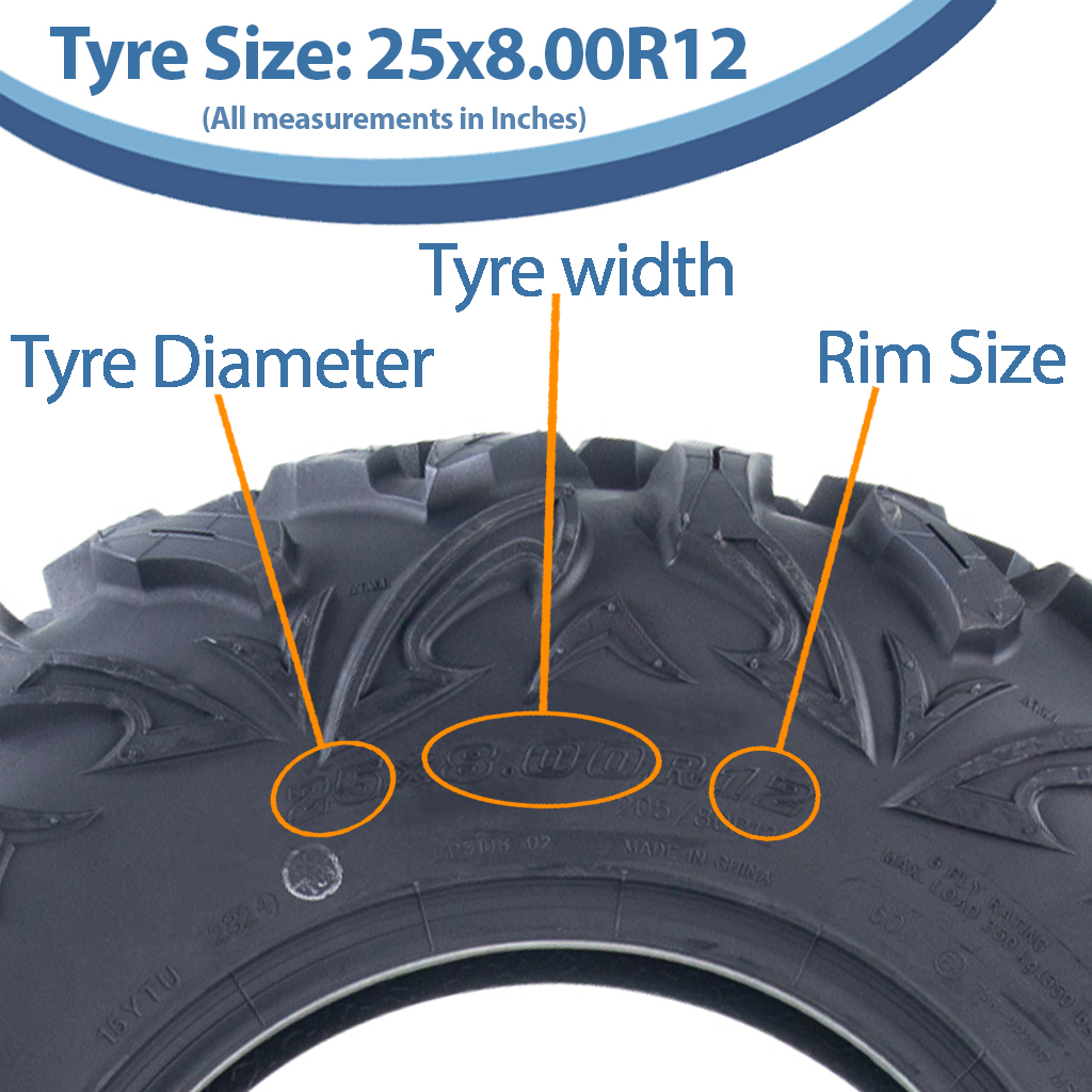 25x8.00R12 6ply OBOR Vulture tyre size with text