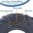 25x8.00R12 6ply OBOR Vulture tyre size with text