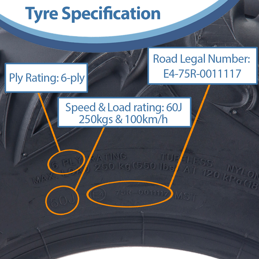 25x8.00R12 6ply OBOR Vulture tyre specification