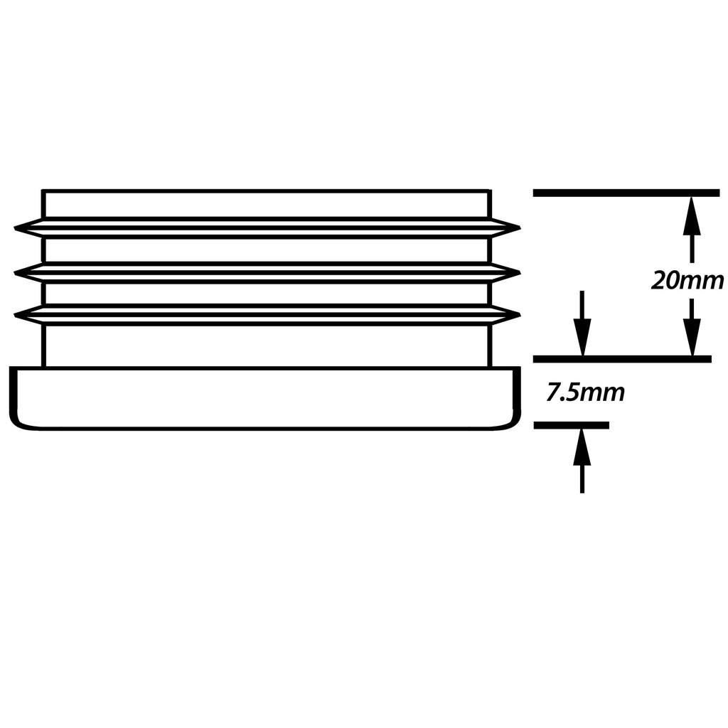 Plastic rectangular insert 60x40mm (3.2/4mm) Drawing with Dimensions